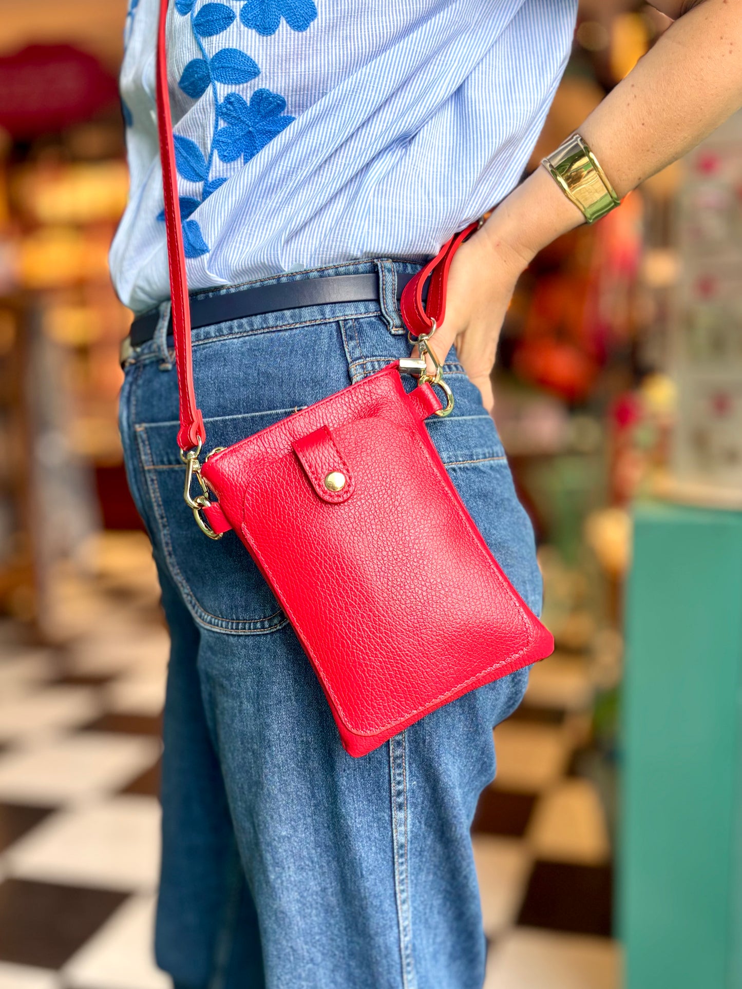 Rimini Leather Crossbody, Red