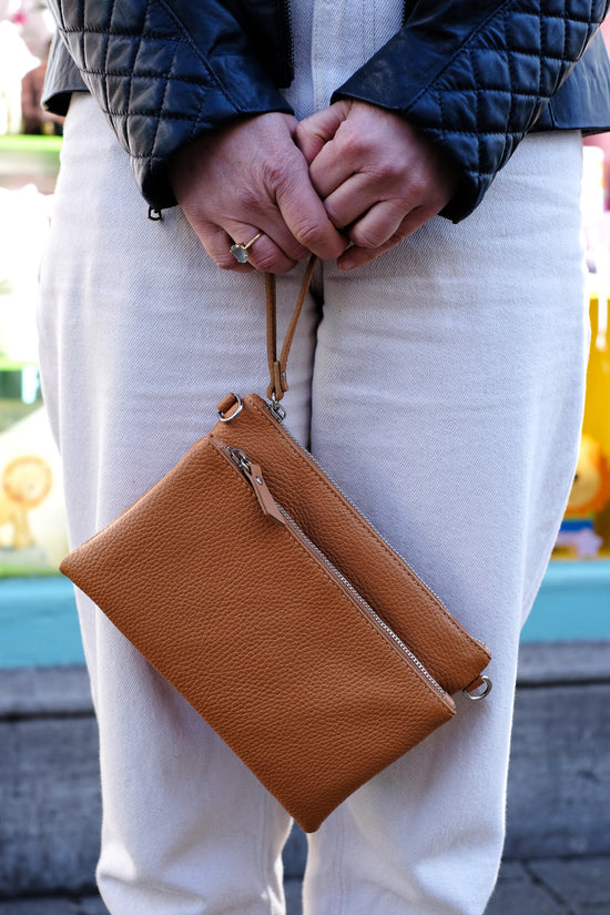 Siena Crossbody Clutch Tan