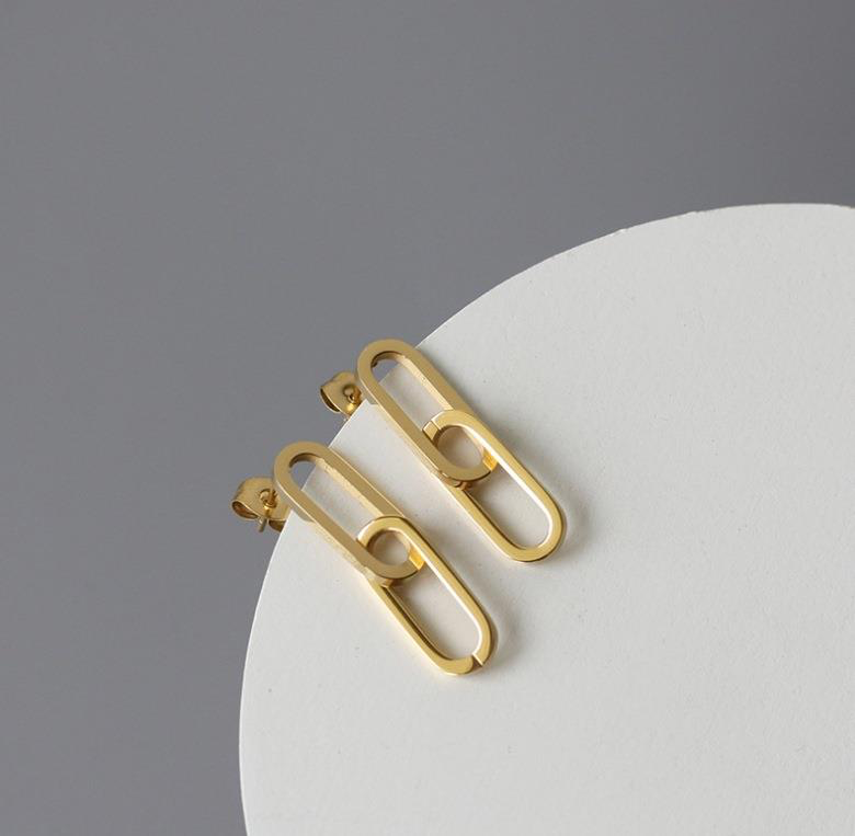 Gold Paperclip Link Earrings