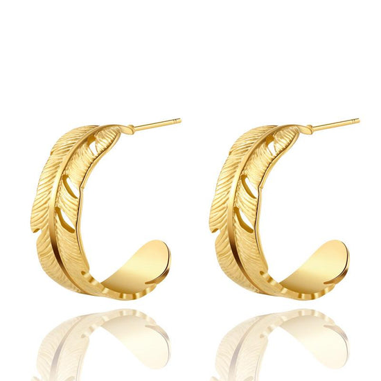Gold Feather Hoop Earring