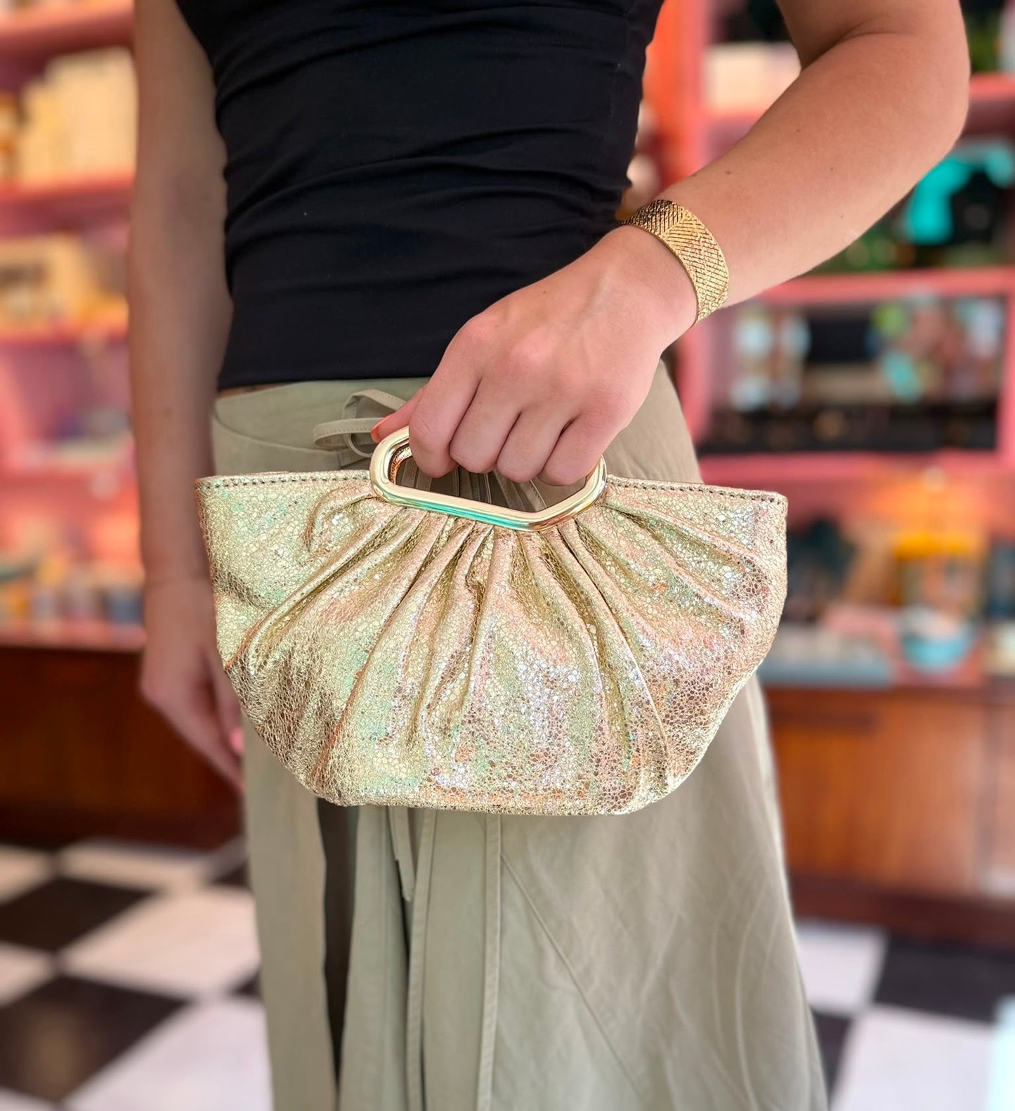 Alize Gold Clutch Bag