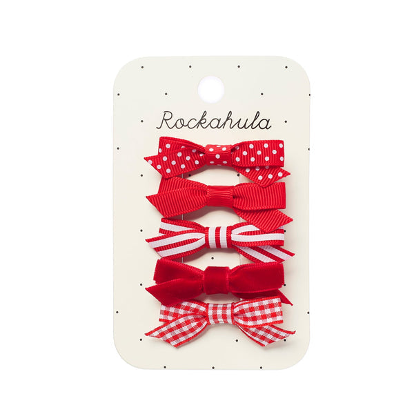 Rockahula Red & White Bow Clips