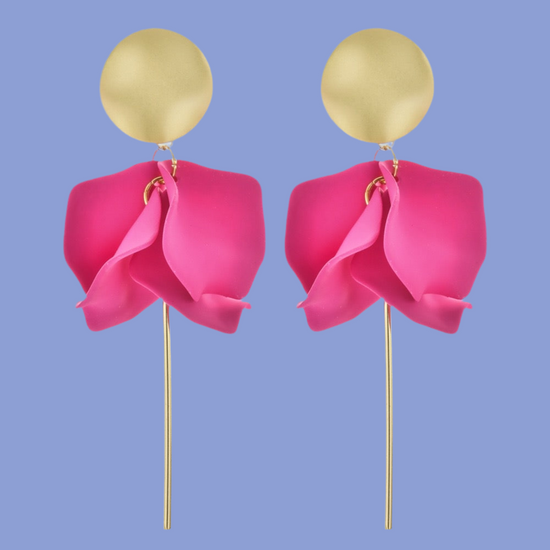 Gigi Flower Drop Earrings, Fuschia