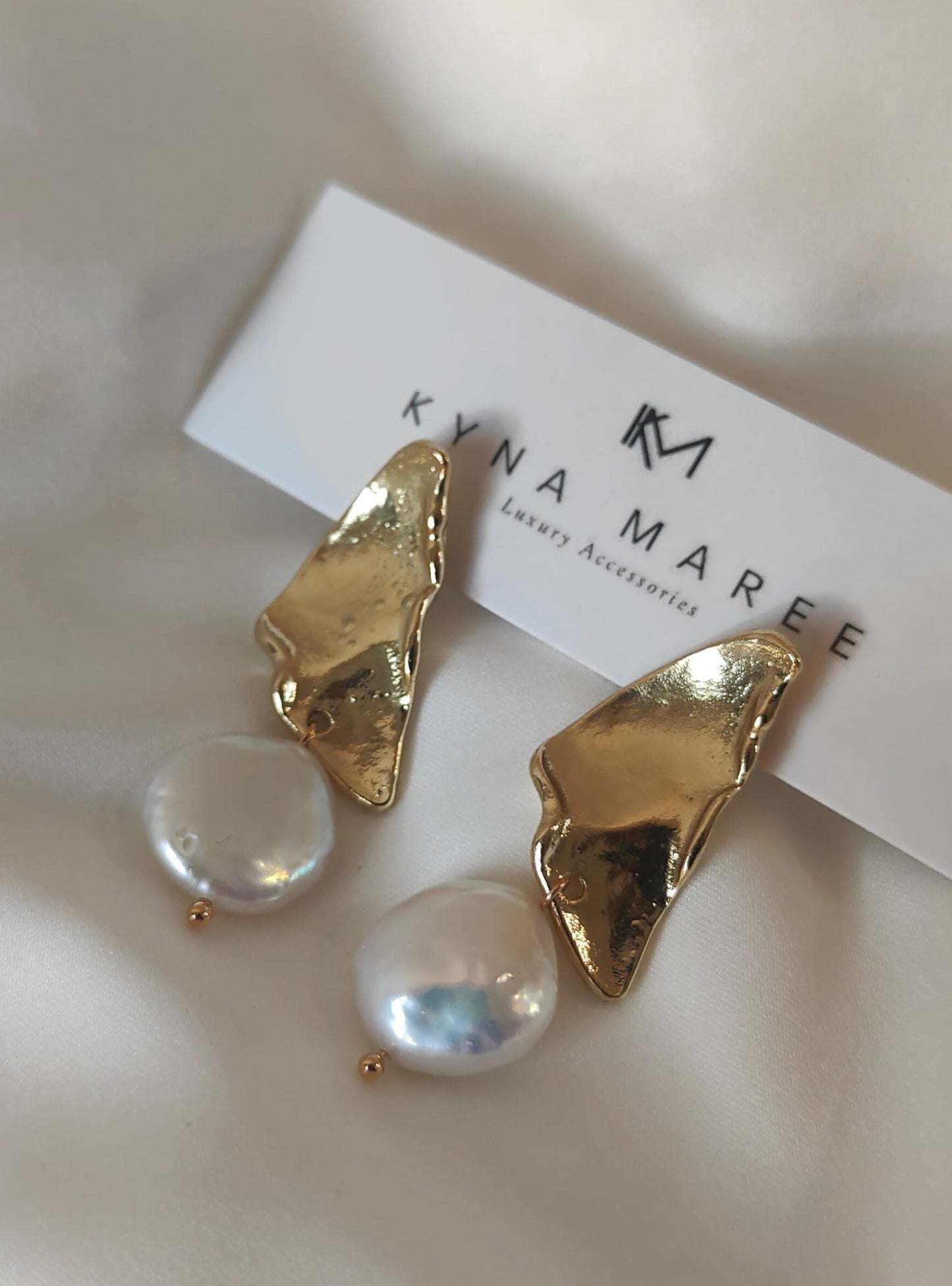 Kyna Maree - Cassie Gold & Pearl Contemporary Earrings