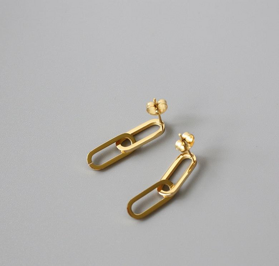 Gold Paperclip Link Earrings