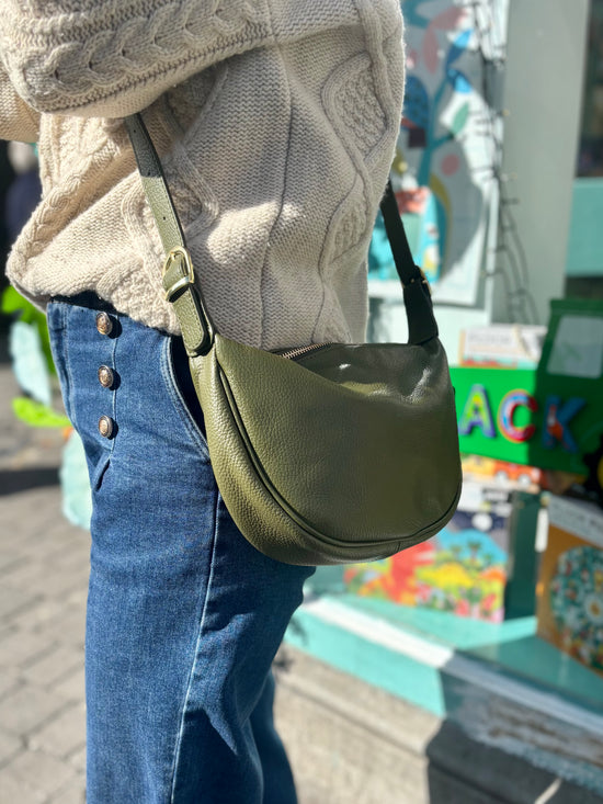 Genoa Leather Crossbody Bag Khaki