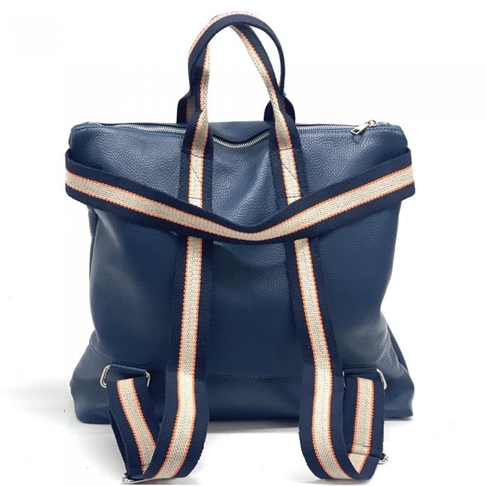 Load image into Gallery viewer, Veneto Navy Leather Backpack
