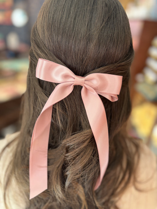 Satin Ribbon Bow Clip, Pink