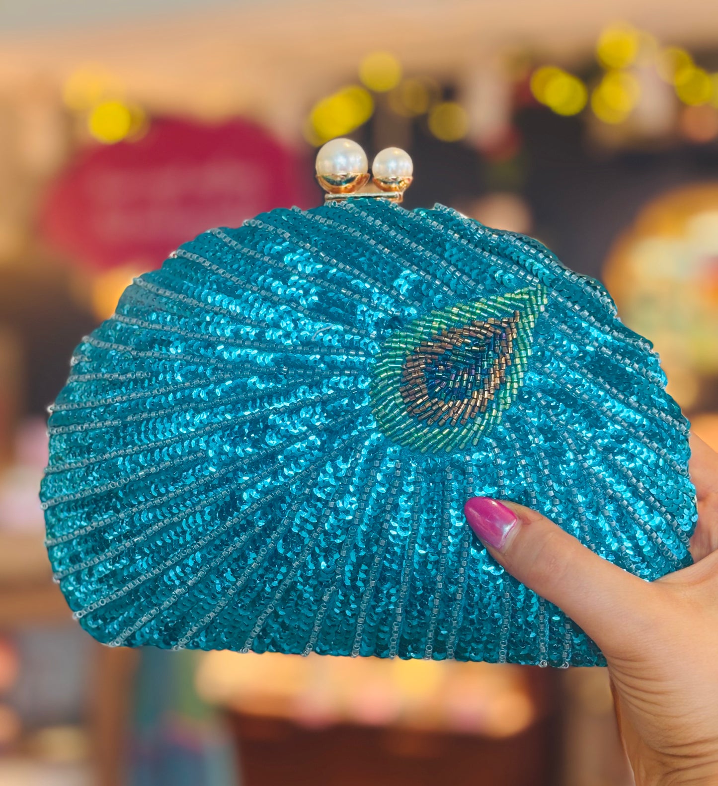 Vintage Teal Peacock Clutch