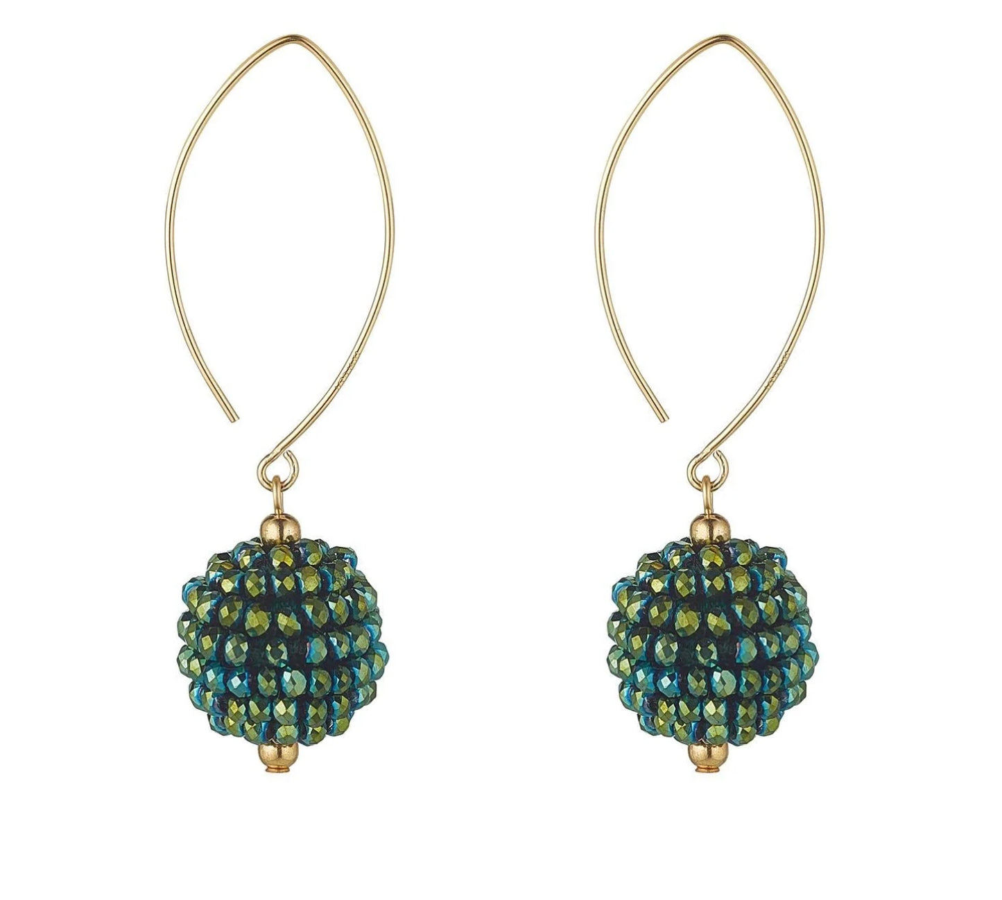 Momuse Gold Filled Forest Green Cluster Earrings