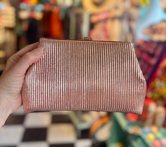 Rose Gold Pleated Clutch