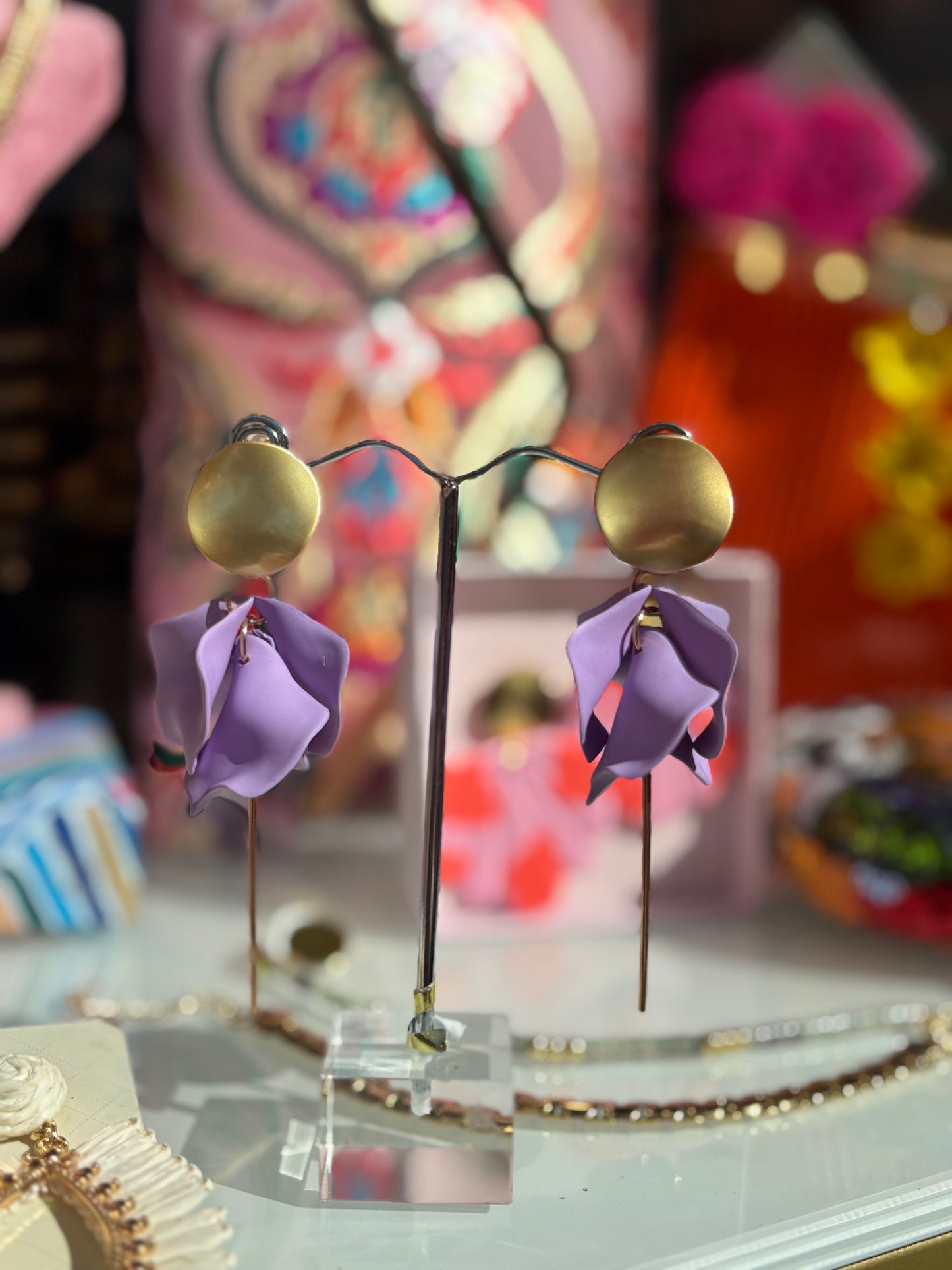 Gigi Flower Drop Earrings, Lilac