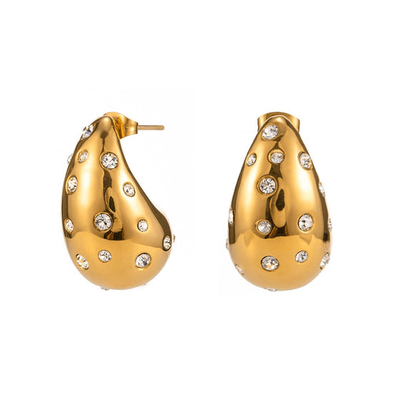 Load image into Gallery viewer, Crystal Studded Droplet Earrings
