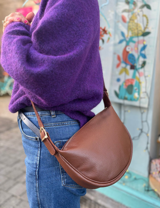 Genoa Leather Crossbody Bag Chestnut