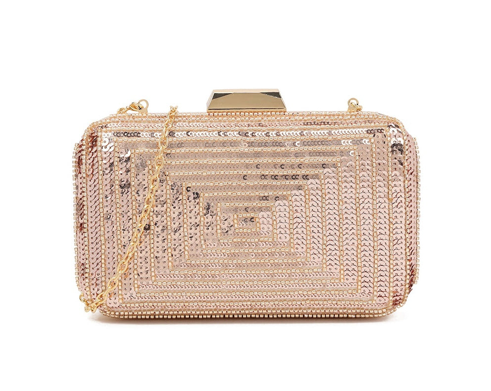 Rose Gold Sequin Deco Clutch