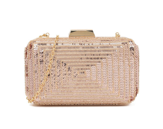 Rose Gold Sequin Deco Clutch