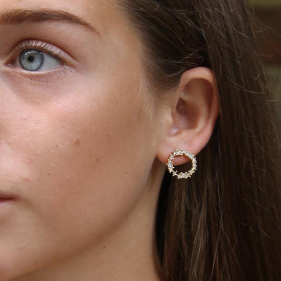 Gold Crystal Cluster Earrings Lifestyle