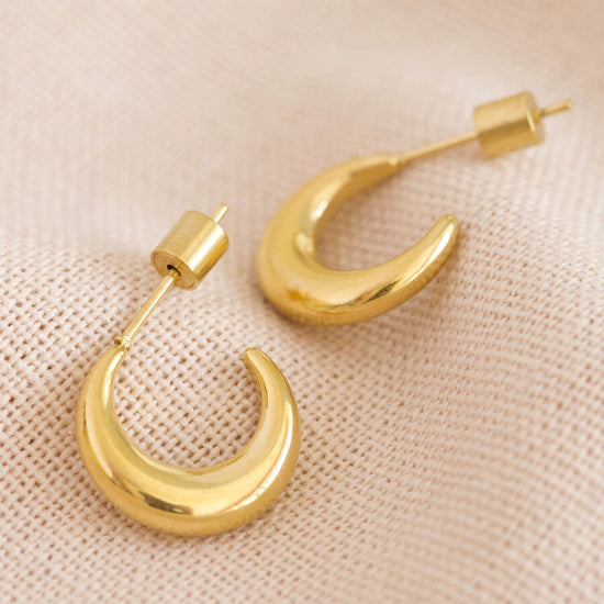 Load image into Gallery viewer, Gold Moon Hoop Earrings
