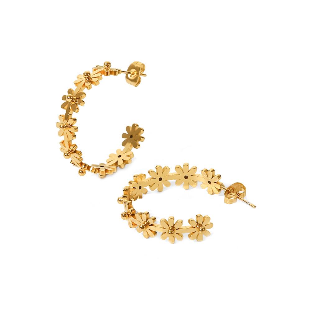 Load image into Gallery viewer, Gold Daisy Hoop Earring
