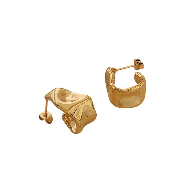 Gold Molten Curve Earrings