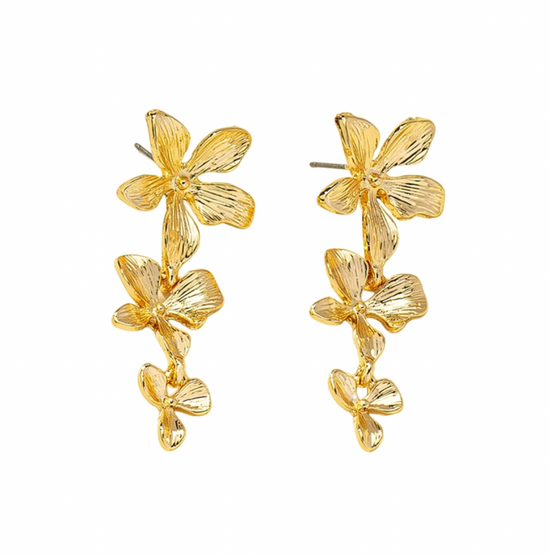 Load image into Gallery viewer, Golden Flower Drop Earrings
