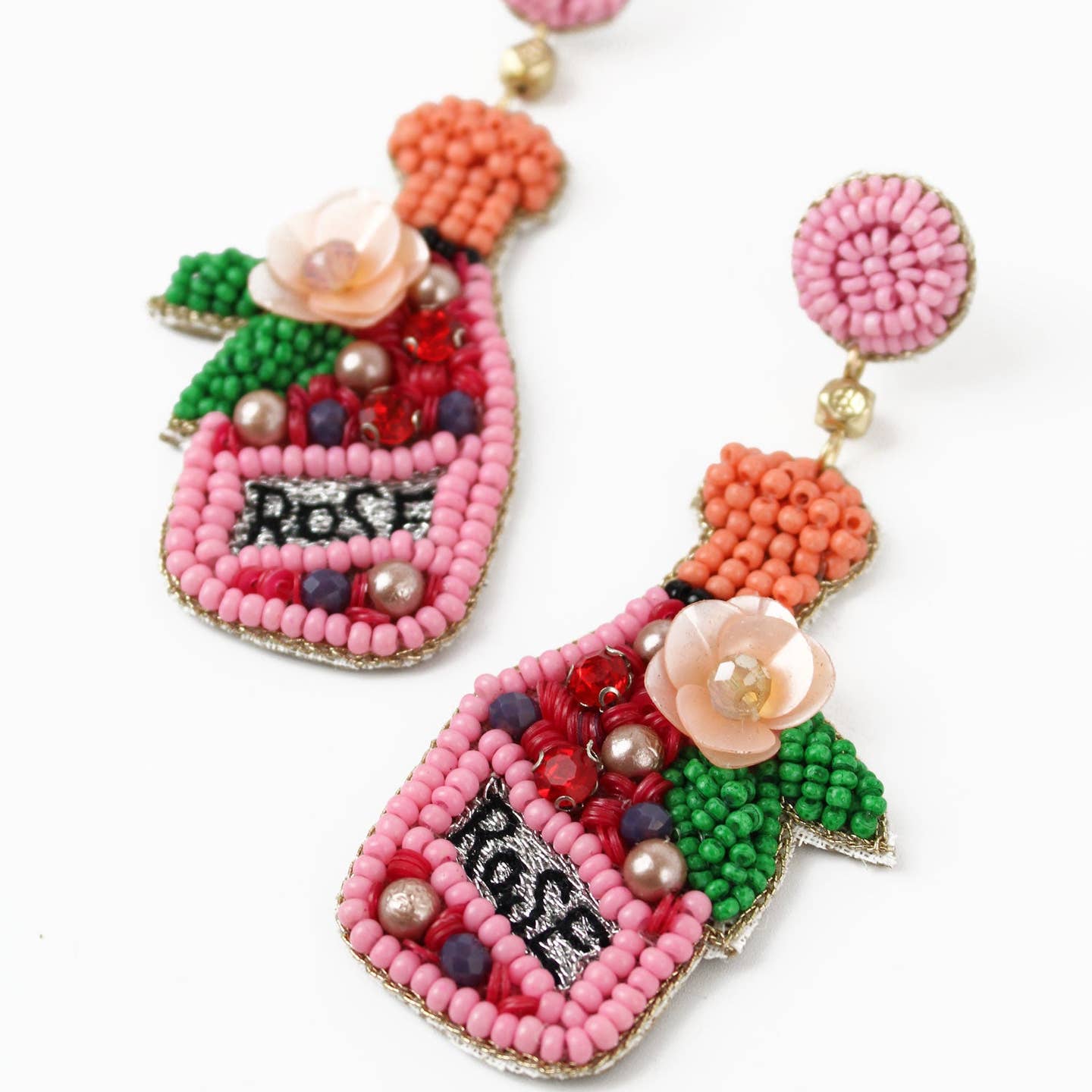 Beaded Rosé Earrings