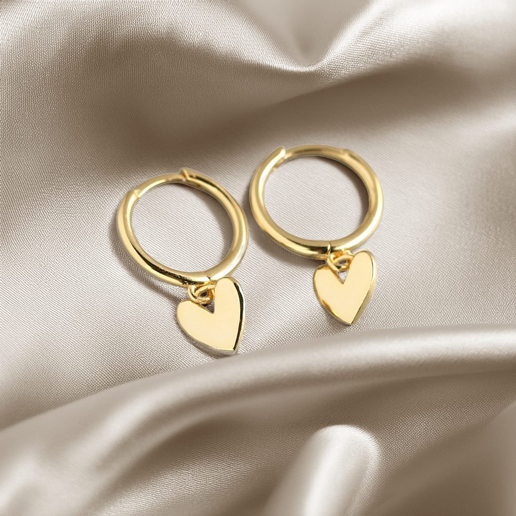 Heart Charm Huggie Earrings