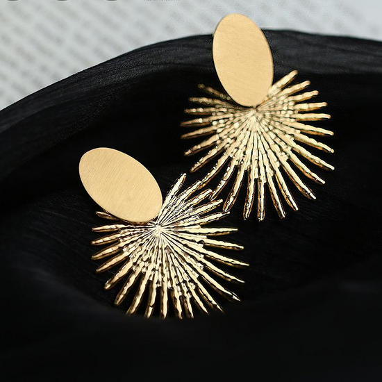 Gold Sunburst Statement Earrings