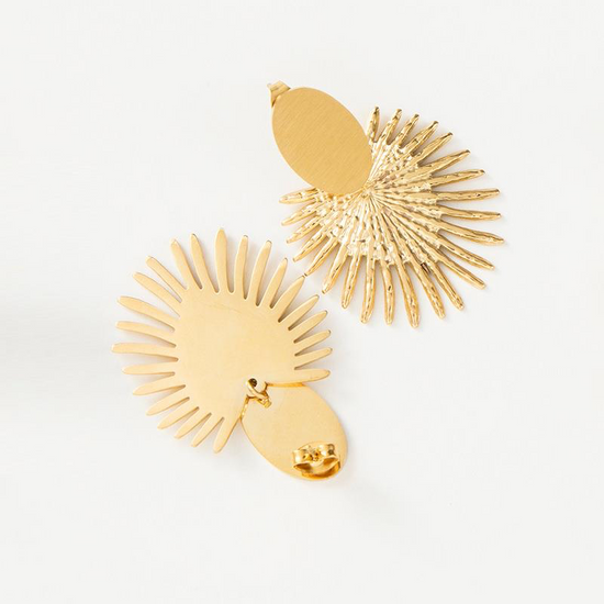 Gold Sunburst Statement Earrings