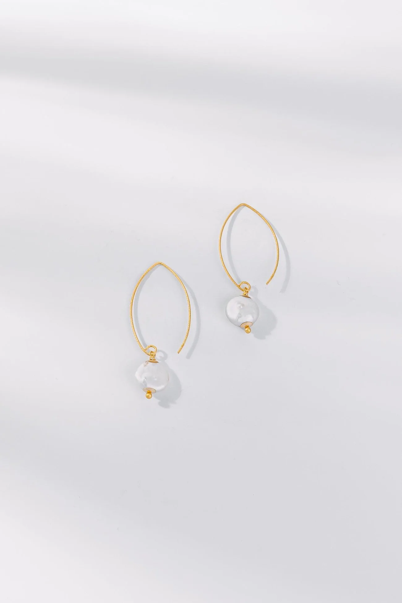 One Dame Lane - Marquise Coin Pearl Drop Earring
