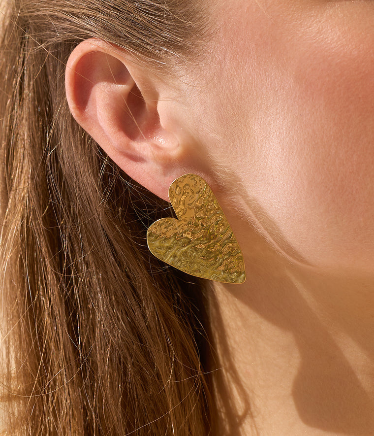 Hammered Heart Earrings