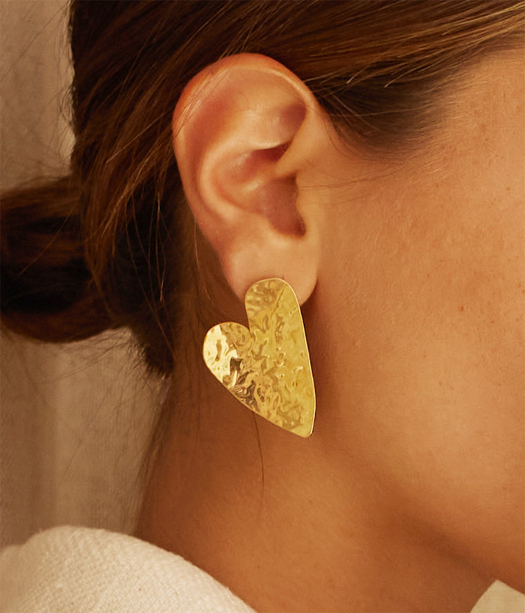 Hammered Heart Earrings