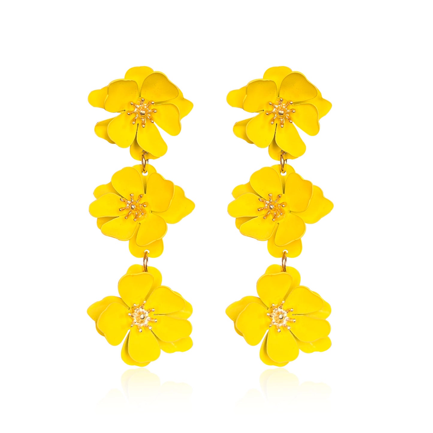 Triple Flower Earring Yellow