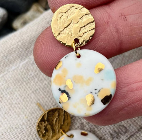 Gold Leaf Confetti Porcelain Earrings