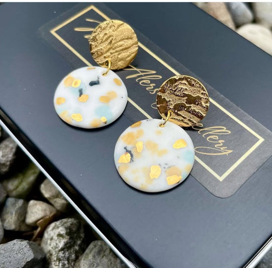 Gold Leaf Confetti Porcelain Earrings