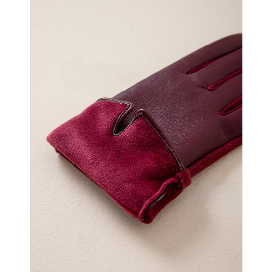 Burgundy Faux Leather Gloves