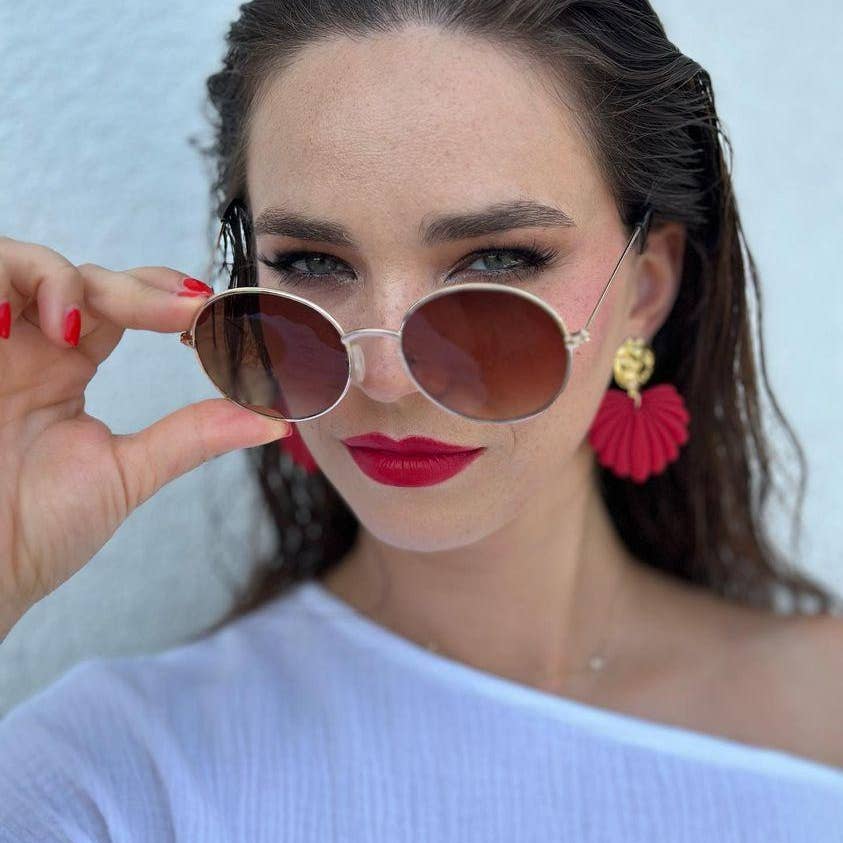 Load image into Gallery viewer, Aline Ruby Red Statement Earrings

