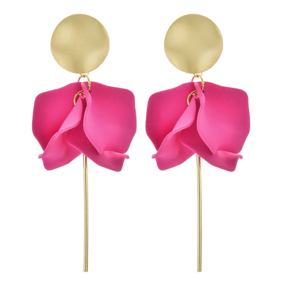 Gigi Flower Drop Earrings, Fuschia