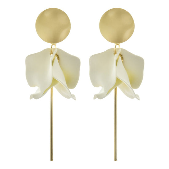 Gigi Flower Drop Earrings, Cream