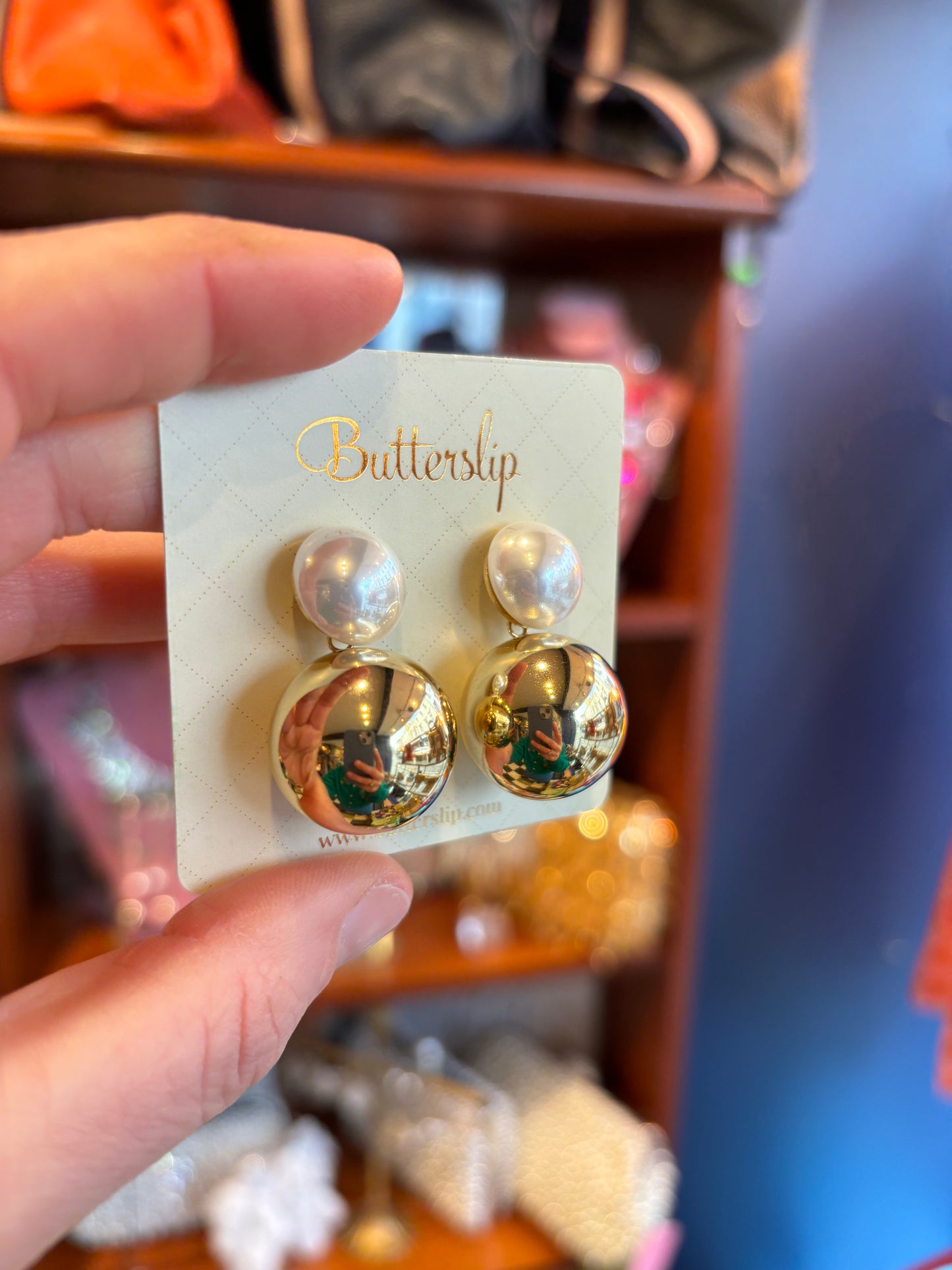 Pearl & Gold Ball Earrings