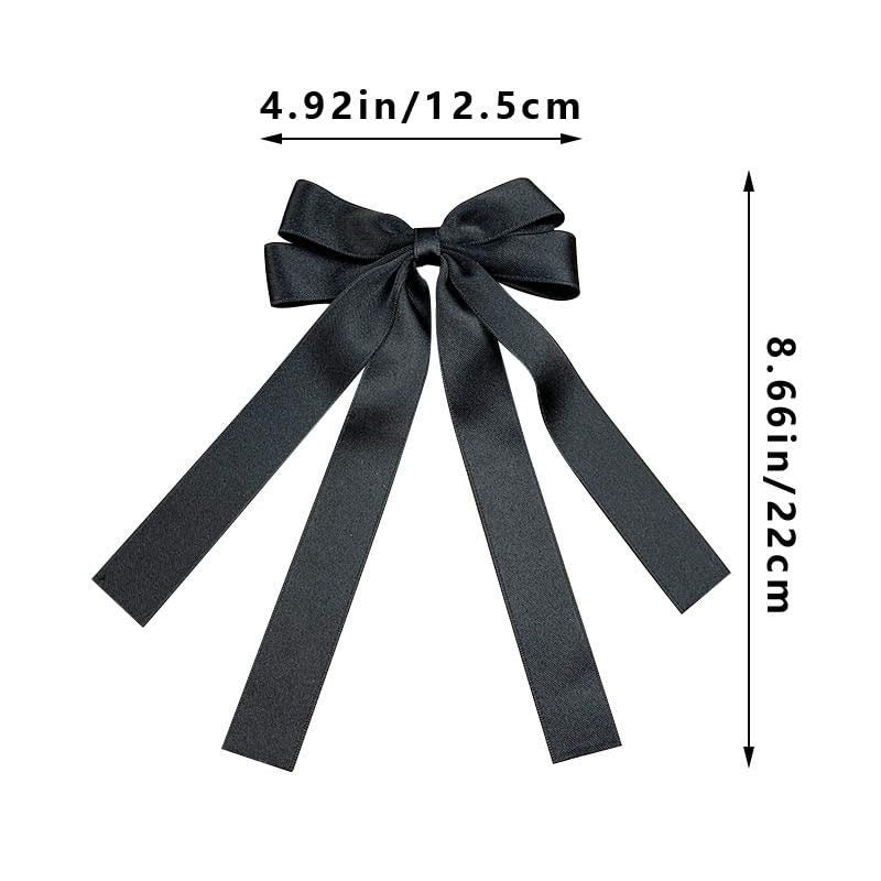 Satin Ribbon Bow Clip, Black