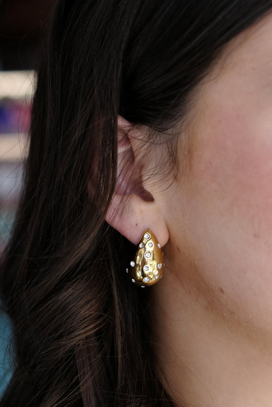 Crystal Studded Droplet Earrings