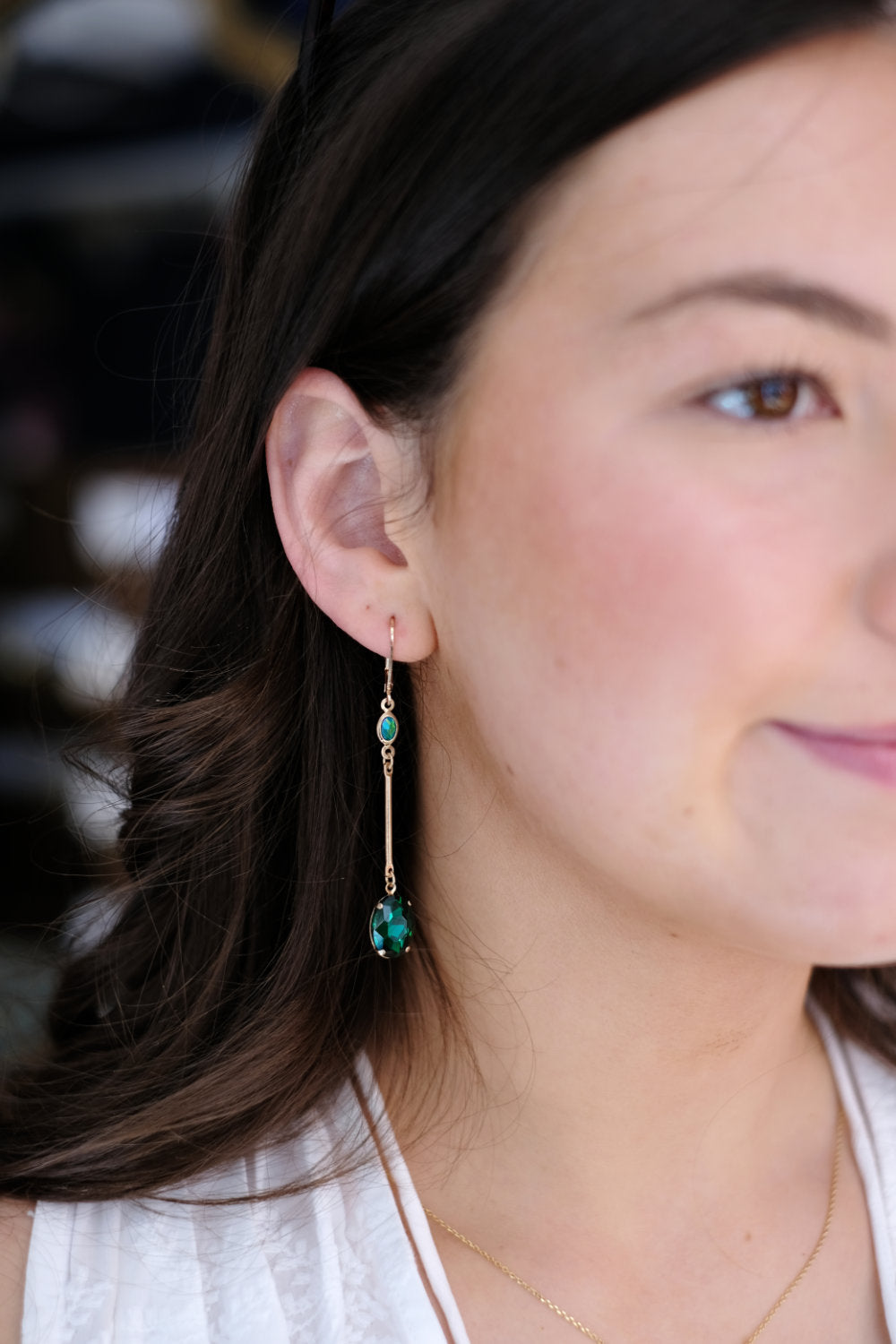 Ella Drop Earrings - Green