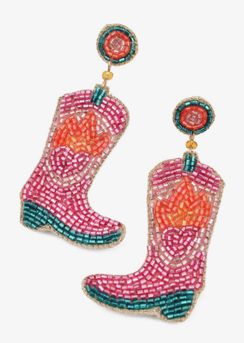 Cowboy Boot Beaded Earrings