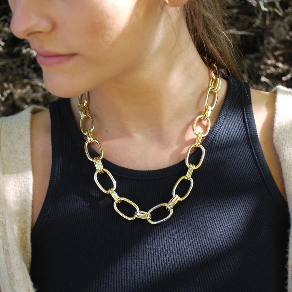 Gold Cream Chunky Chain Necklace With Novelty Pendant – Just Style LA
