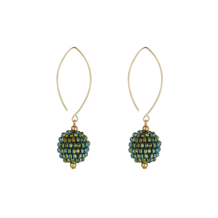 Load image into Gallery viewer, MoMuse Small Green Crystal Cluster Earrings
