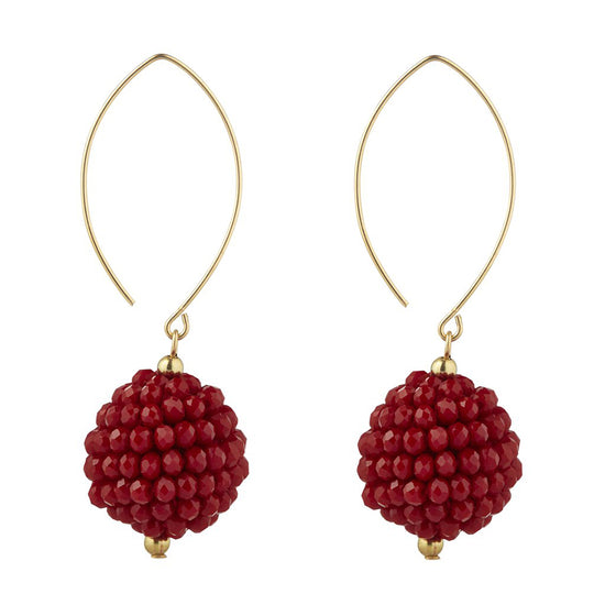 Load image into Gallery viewer, Momuse Gold Filled Red Cluster Oval Earrings
