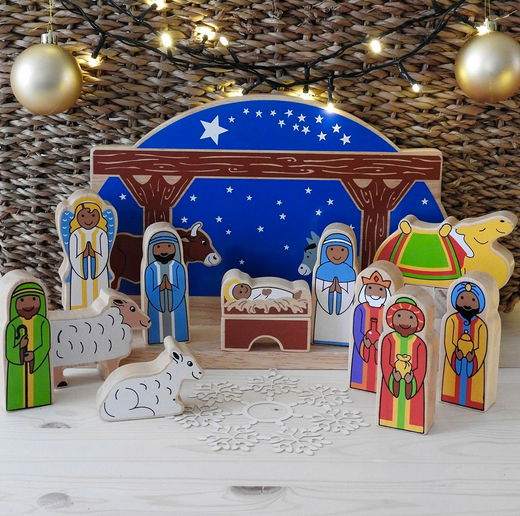 Starry Night Wooden Nativity Set - Large