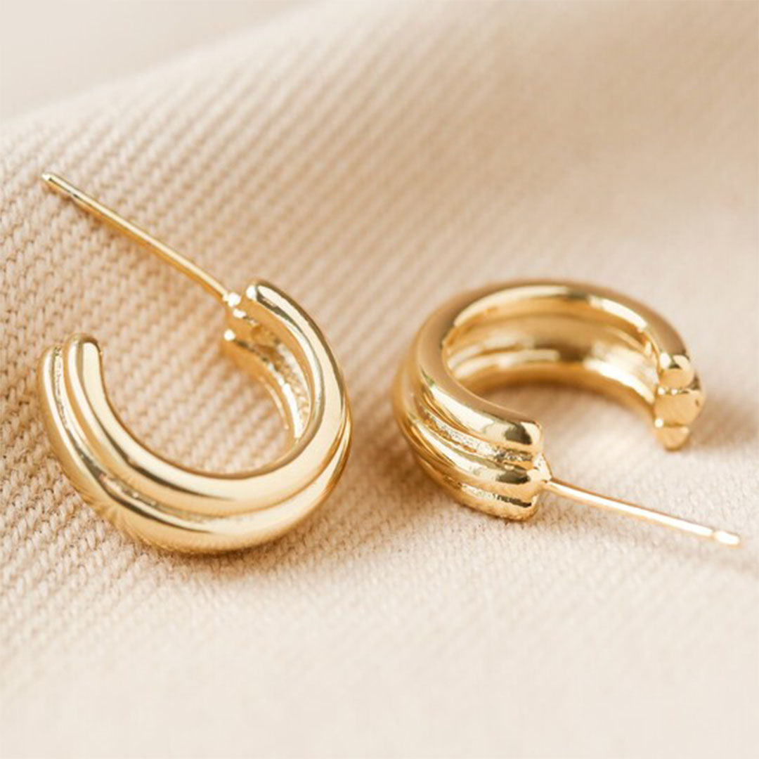 Ribbed Gold Hoops