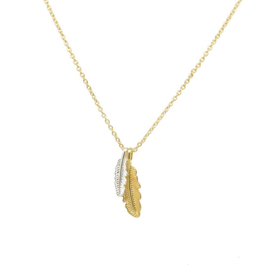 Twin Feather Pendant Gold